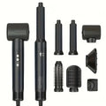 TINSOL 7-in-1 black hair dryer set with styling wand, curling attachments, hot brush, and concentrator nozzles.