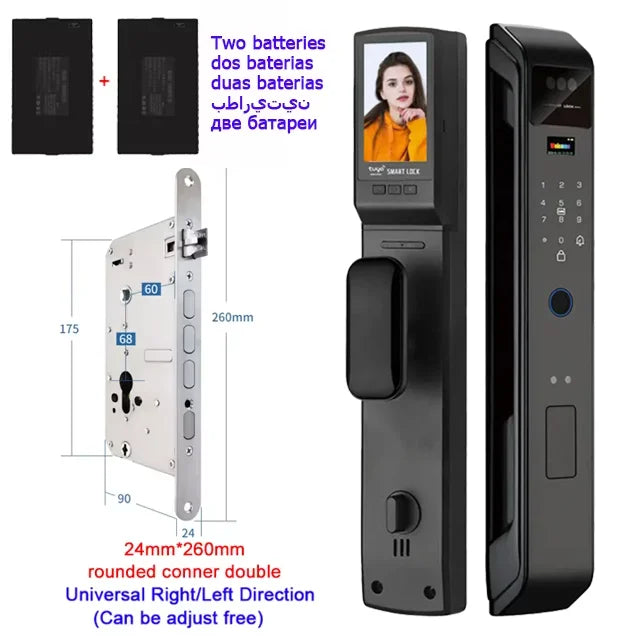 WIfi Tuya APP Remote Unlock Voice Intercom 3D Face Recognition Smart Door Lock With Camera Fingerprint Password Digitl Door Lock