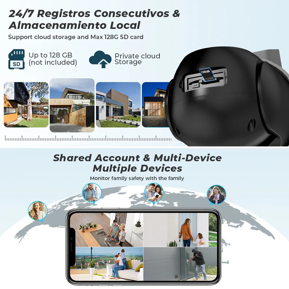 9MP 4.5K Three Lens WIfi  IP Camera Outdoor 8X Zoom Dual Screens AI Human Detect Auto Tracking  Home Security CCTV Surveillance