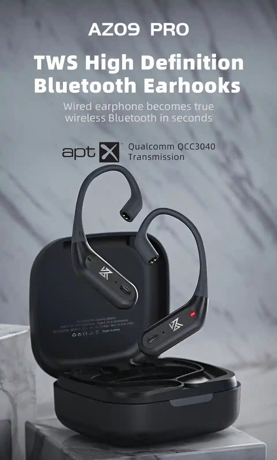 Wireless Bluetooth Earphone Adapter for KZ C Pin | Tidesmit AZ09 Pro Tidesmit