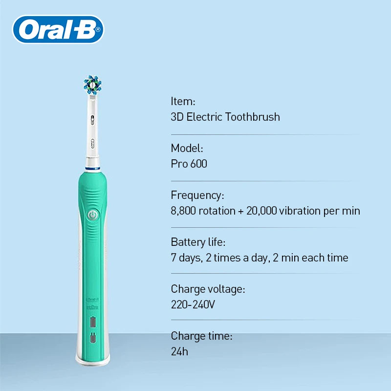 Oral B Sonic Electric Toothbrush PRO4000 RPO600 D12 Vitality Rotating Tooth Brush for Adults Oral Cares Rechargeable Waterproof