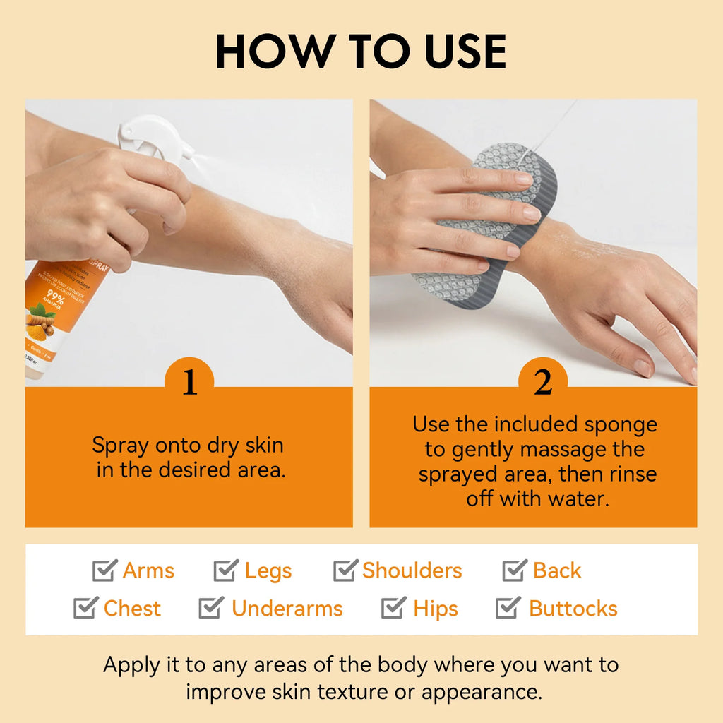 Body Keratin Care Kojic Acid Turmeric Spray Gently Exfoliating Peeling Solution Brightening Hydrating Skin Care All Skin Types