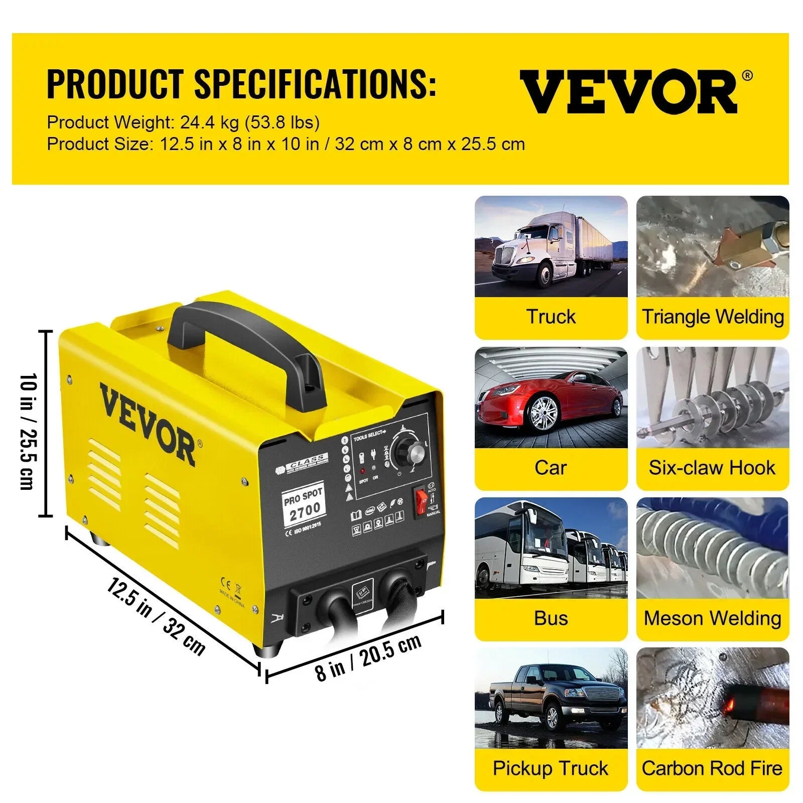VEVOR Pro Leg Stretcher 220LBS Leg Stretch MachineCarSpotWelder3500ADentPullerKitHandHeldVehicleSpotterWeldingCarBodyBumper