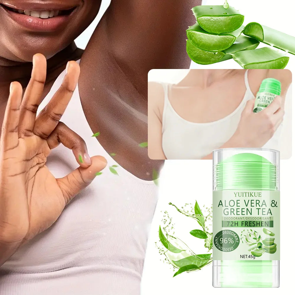 Tidesmit Aloe Vera & Green Tea natural deodorant stick, 72H odor and sweat protection for fresh underarms.