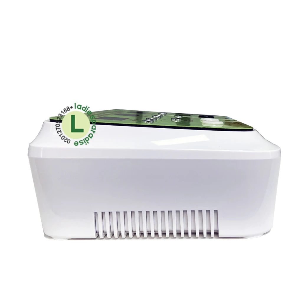 White DDS bioelectric therapy pulse massager unit with control panel for home pain relief and meridian relaxation.