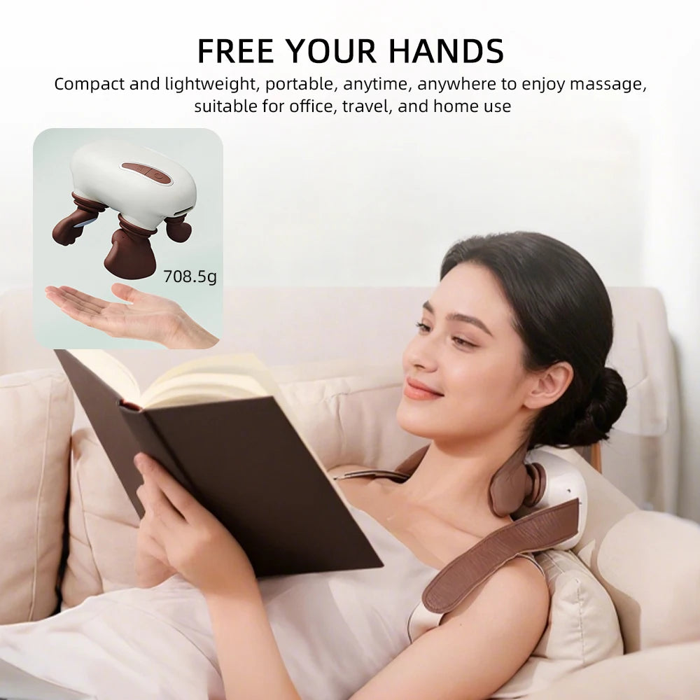 4D Electric Neck and Shoulder Massager with Heat Therapy - White Back Massage Instrument Tidesmit