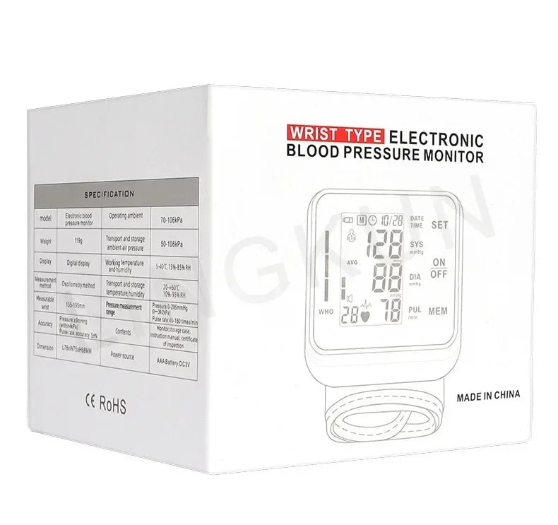 English Voice High Accurate BP Monitors Wrist Blood Pressure Monitor Tonometer Digital Sphygmomanometer Electronic Bp Monitors
