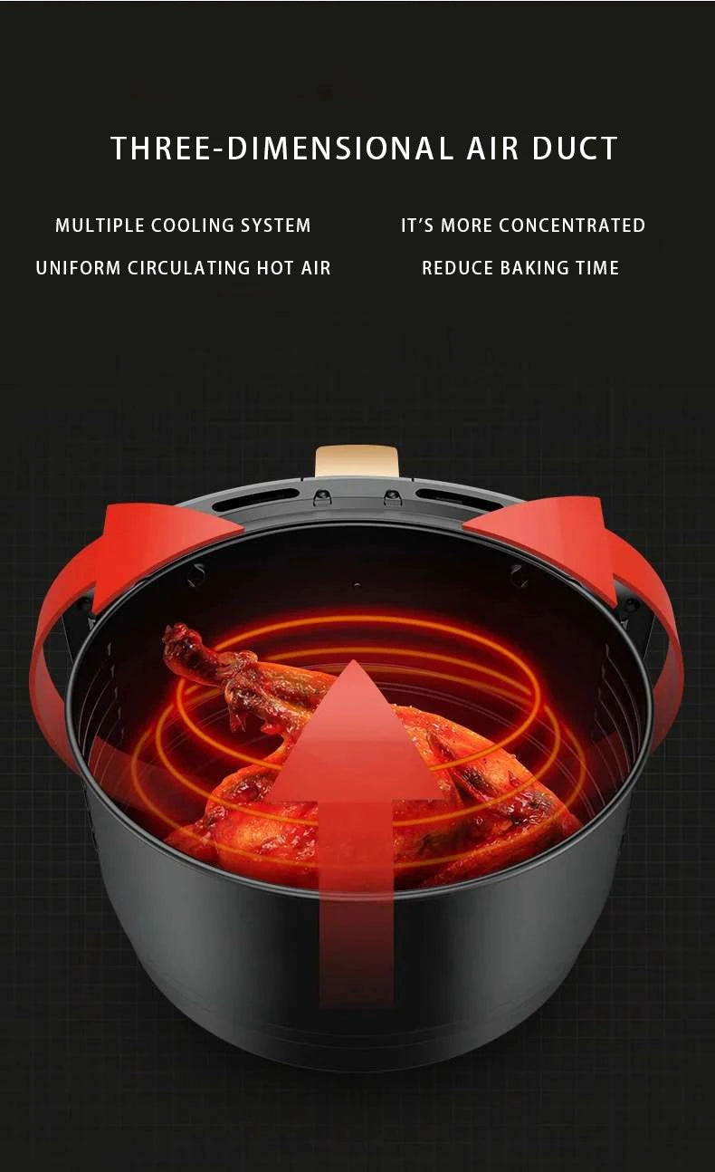 Factory Stock Hot Sale Electric 6L Multi-function Digital Control Air Fryer High-quality Non-stick Surface Household Hotel Use