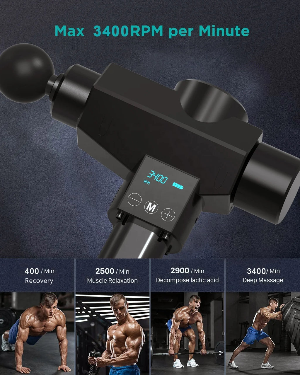 Deep Tissue Massage Gun - 16mm Amplitude Percussive Therapy Device Fascia Gun Tidesmit