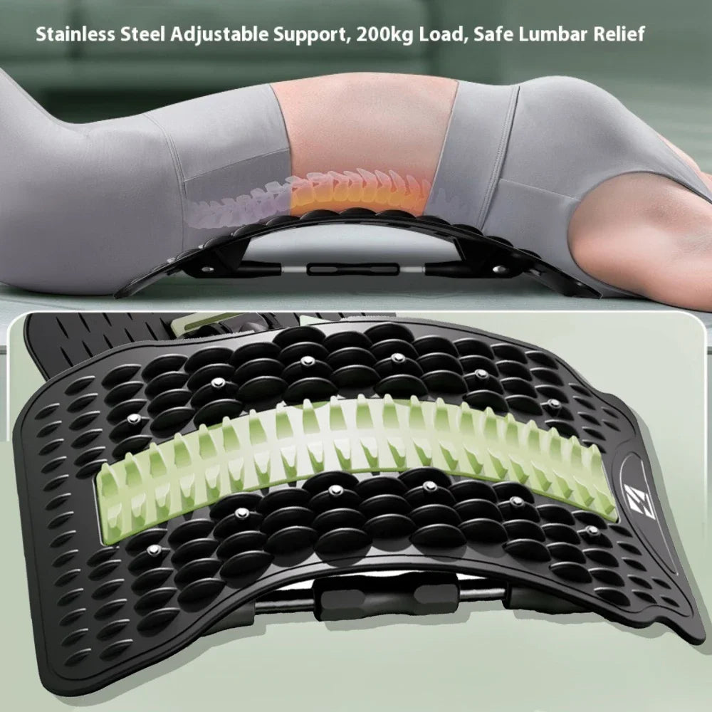 Back Stretcher for Lumbar Pain Relief with 12 Magnetic Acupressure Points Relaxation Treatment Tidesmit