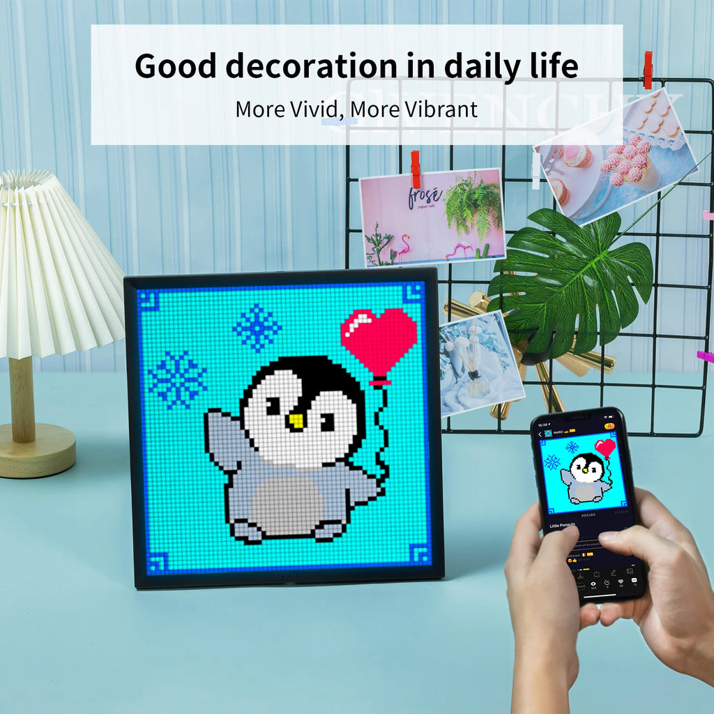 Pixel Art Display 64x64 WiFi LED Panel for Gaming Room Decor Tidesmit