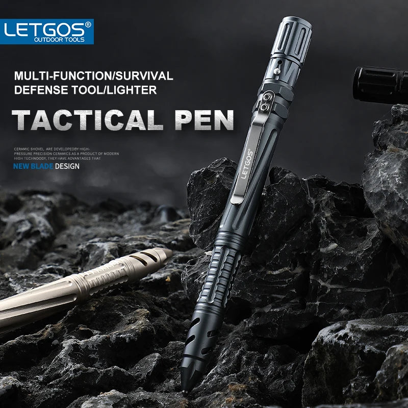 LETGOS Tungsten Steel Tactical Pen - Emergency Self Defense Multi Tool Survival Pen + Glass Breaker + EDC Tool Box Set for Men