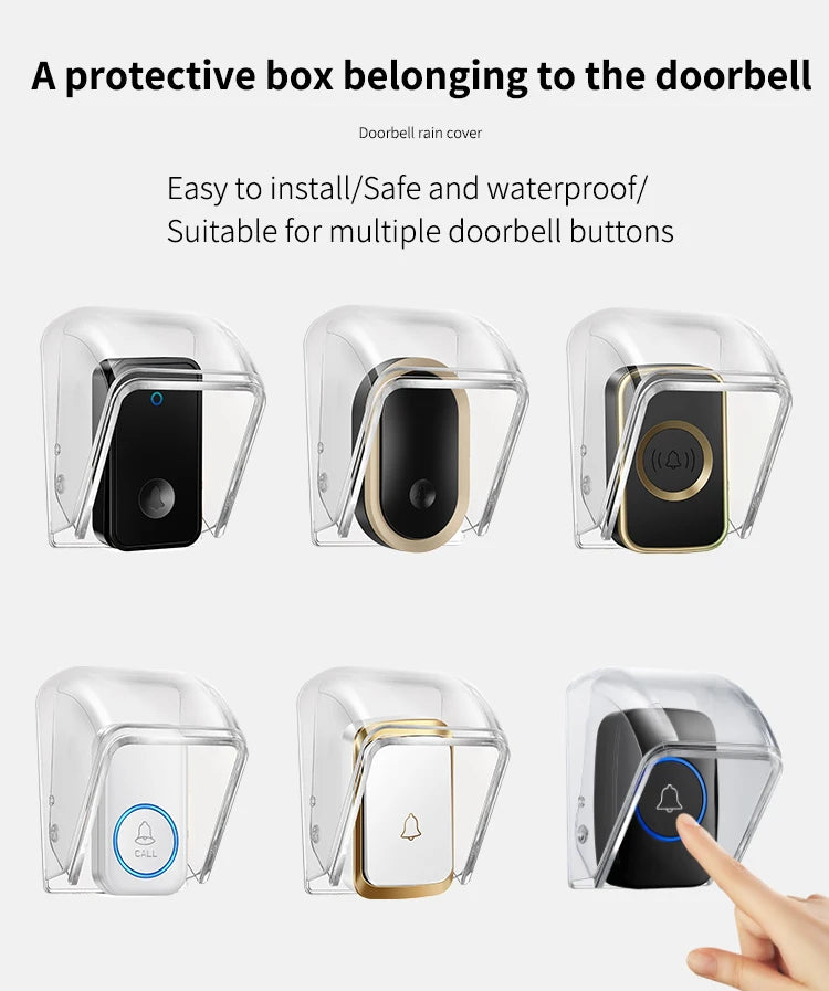 CACAZI Waterproof Cover For Wireless Doorbell Button Smart Ring Chime Button PC Transparent Outdoor Rain-cover Home Case New