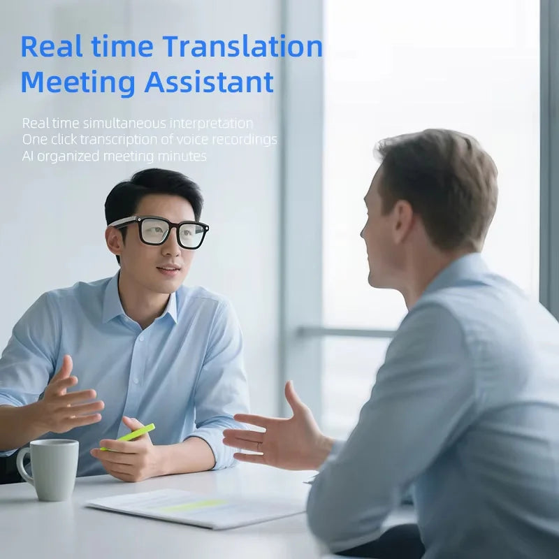 AI Smart Glasses with 4K Camera & Real-Time Translation - Black Tidesmit