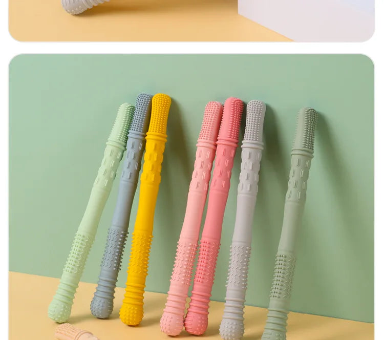 Children Baby Teether Chewing Glue Silicone Hollow Teething Tube Anti-eat Hand Molar Stick Newborn Toys Gift Accessories