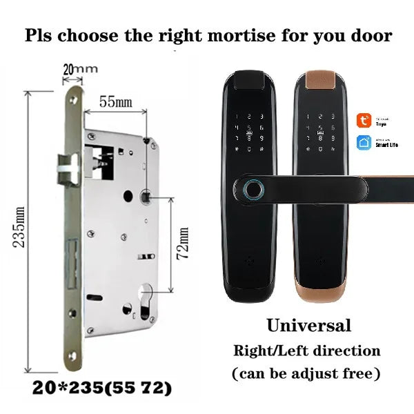 TUYA APP Compatible Smart Life App Unlock Smart Door Lock for Home Wood Door with Fingerprint Handle Combination Rfid Card