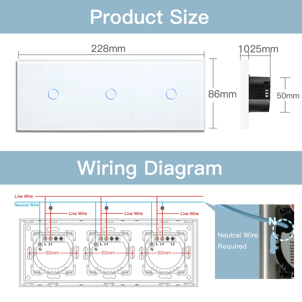 WiFi Smart Light Switch - Glass Touch Panel | Tidesmit Home Automation Tidesmit
