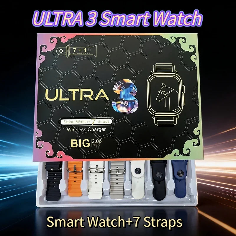 New Fashion Smart Watch Bluetooth Call Man Woman Heart Rate Health Monitoring Sports Waterproof Smartwatch 7 in 1 Straps Watch
