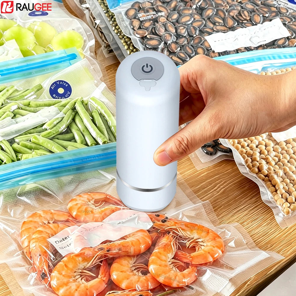 Electric Vacuum Sealer Pump Handheld Vacuum Sealing Machine USB Rechargeable Portable Vacuum Sealer Pump with Food Packaging Bag