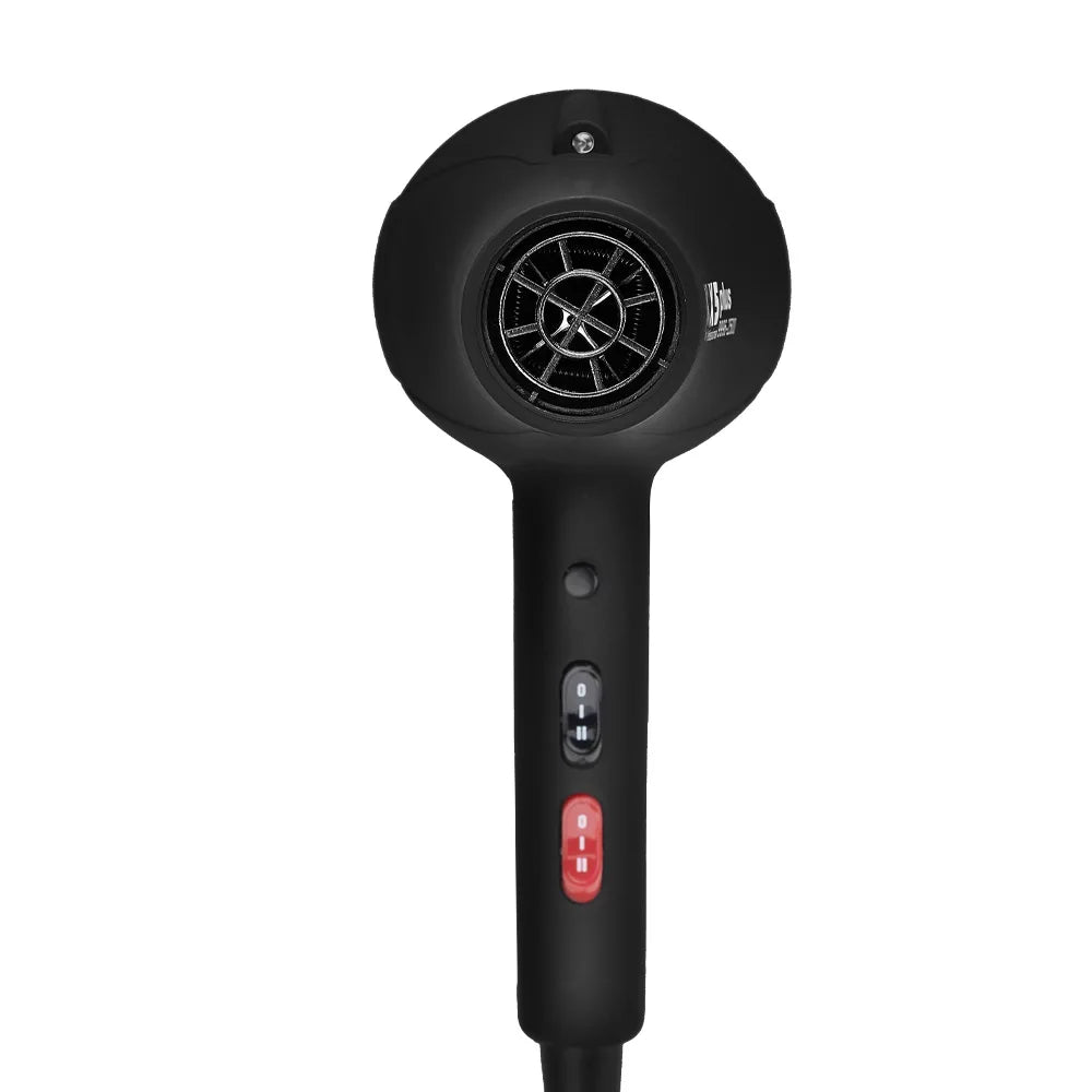 RESUXI X5 2500W black anion hair dryer with adjustable heat and speed settings for professional home hair styling.