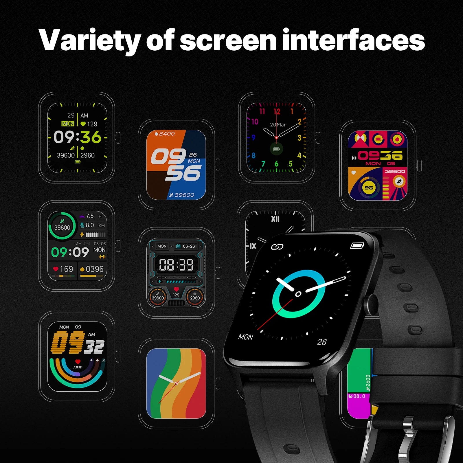 MOES Smart Watch Alexa Built-in Fitness Tracker Heart Rate and Two Dial Styles Blood Oxygen Monitor, IP68 Waterproof Touchscreen