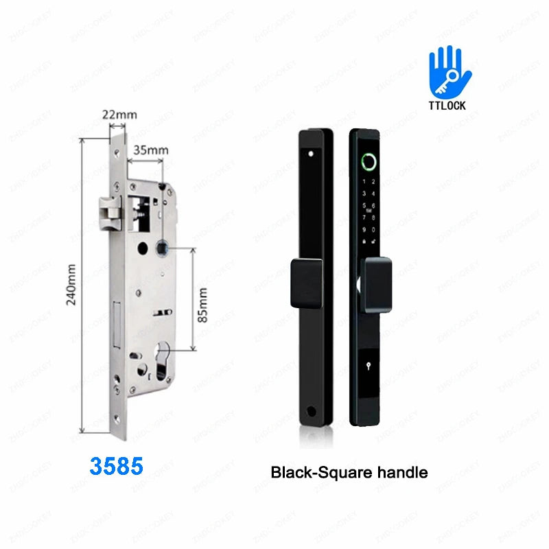 ZHDCOOKEY Biometric Digital Door Lock  Waterproof TTLock APP BLE Fingerprint RFID Card Password Aluminum Sliding Door Smart Lock