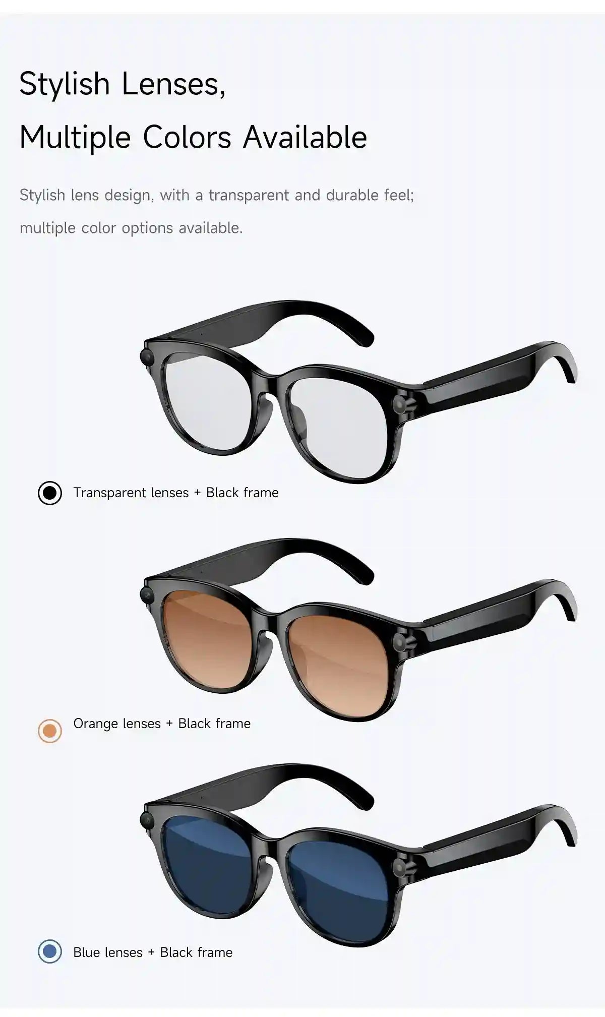AI Smart Glasses with Real-Time Translation & HD Video Camera - White Tidesmit