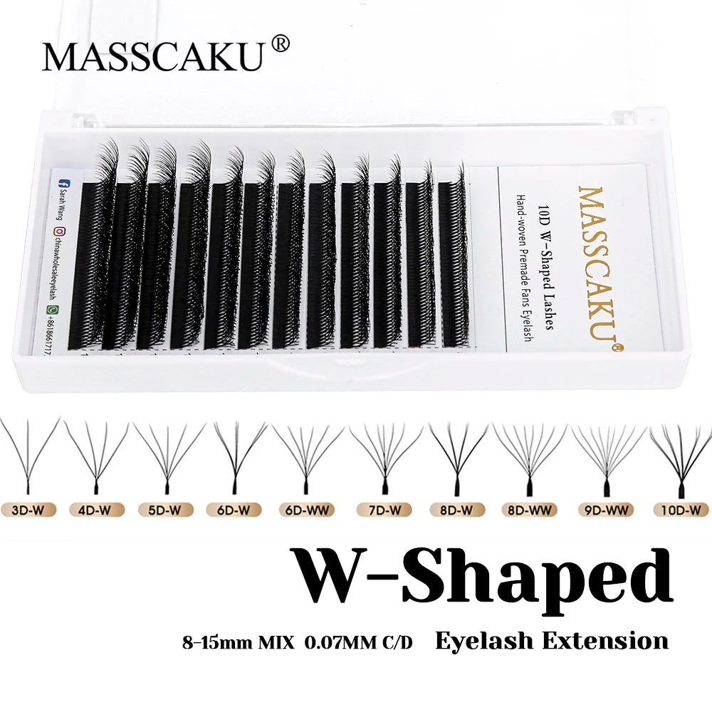 Premade Volume Fans Eyelashes 3D W Shape 0.07mm C Curl - Tidesmit False Eyelashes Tidesmit