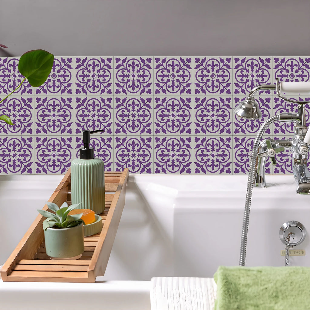 15x15cm Moroccan Style Peel and Stick Tile Stickers, Self Adhesive Waterproof Wall Decor for Kitchen Bathroom (ART Series)