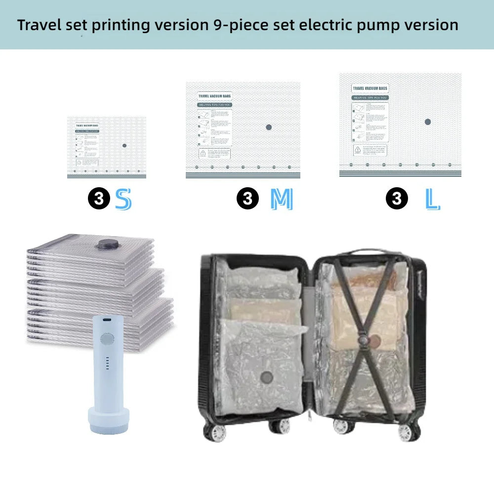 Tidesmit 9-pack travel vacuum seal bags with electric pump for efficient luggage and clothing compression storage