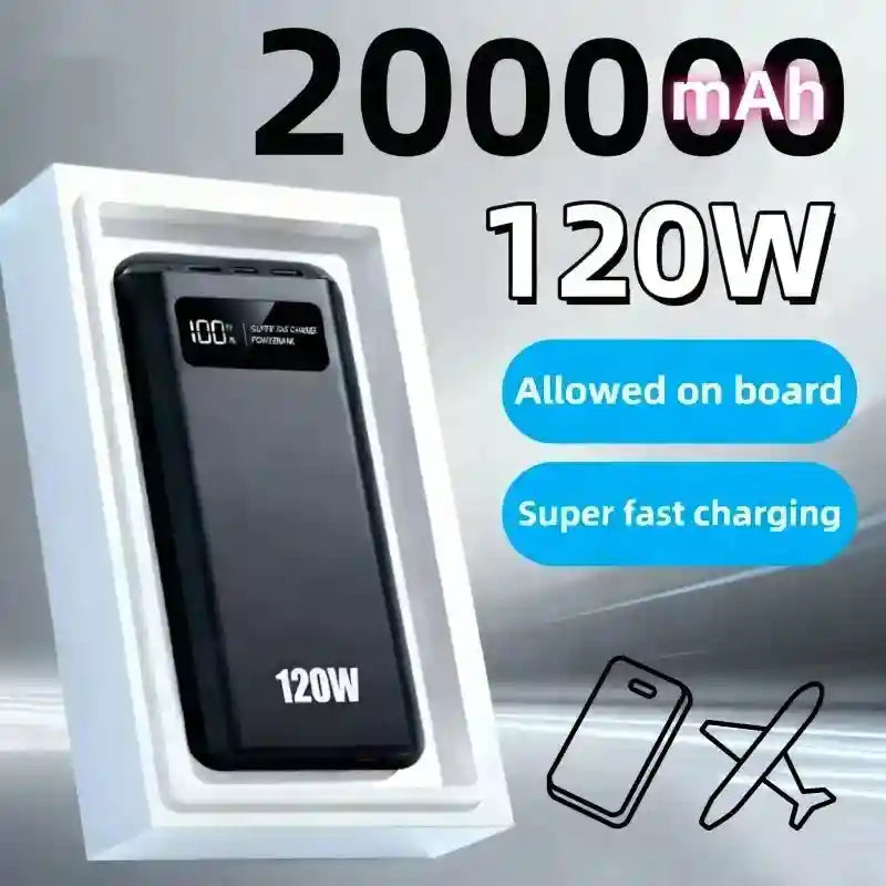Tidesmit 200000mAh Power Bank - 120W Fast Charging Portable Battery Tidesmit