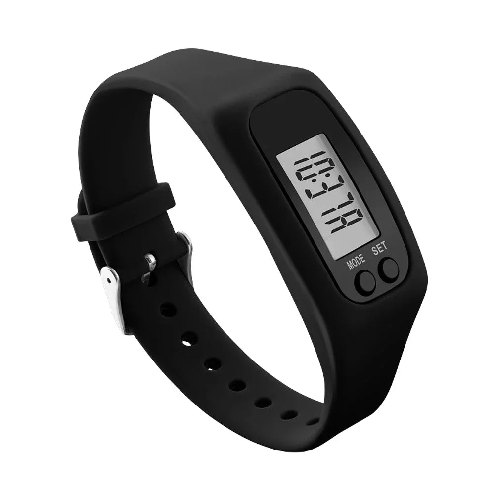 1/2PCS LED Pedometer Bracelet Step Counter Watch with 12/24H Display Silicone Fitness Tracker Multi-Function Activity Band