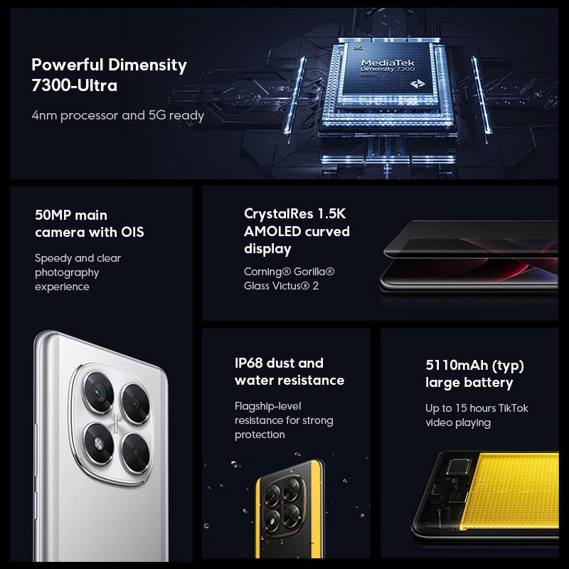 POCO X7 5G Smartphone | 12GB 512GB 120Hz AMOLED Display Black AE Tidesmit