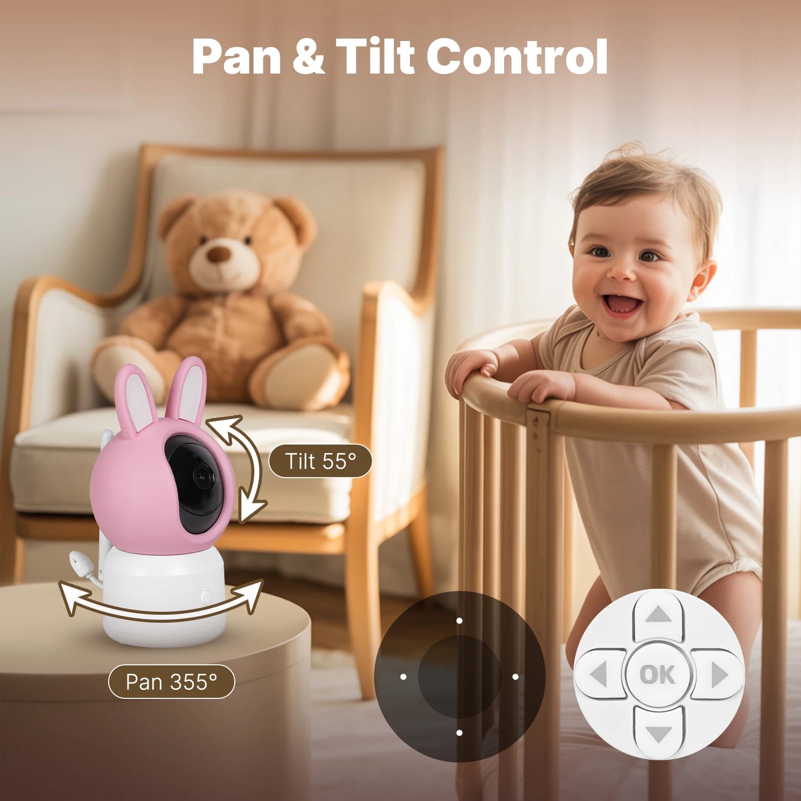 MOES Tuya WiFi Smart Baby Monitor Security Camera 4.5 Inch LCD Screen PTZ Zoom Video Surveillance Temperature Sensor
