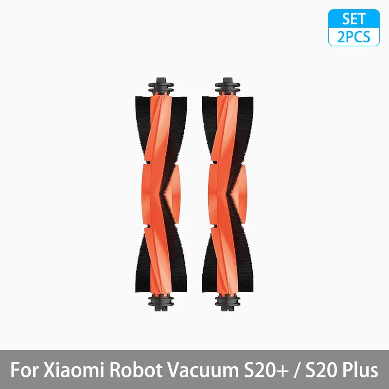 Tidesmit replacement parts set for Xiaomi Robot Vacuum S20+ including main brush, side brushes, filter, and mop pads.
