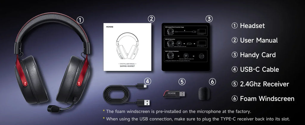 MCHOSE Wireless Gaming Headset Surround Sound Noise Canceling Tidesmit Tidesmit