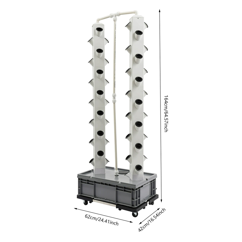 56-Plant Hydroponic Growing Tower 220v Outdoor Indoor Vertical Garden Smart Garden Kit Hydroponics Growing Tower with 4 Wheels