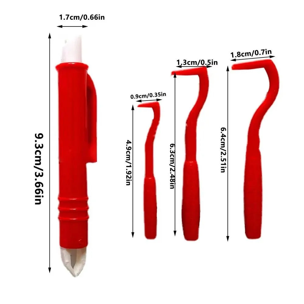4-piece red plastic pet flea and tick removal tool kit for safe, easy parasite extraction from dogs and cats.