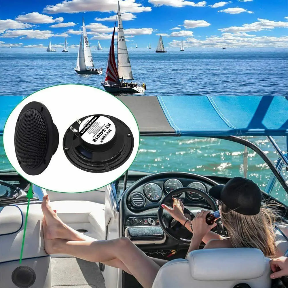 Herdio 4'' 160W 2PCS Waterproof Ceiling Marine Speaker Surround Sound Speaker For Kitchen Bathroom Yacht Outdoor Boat Home