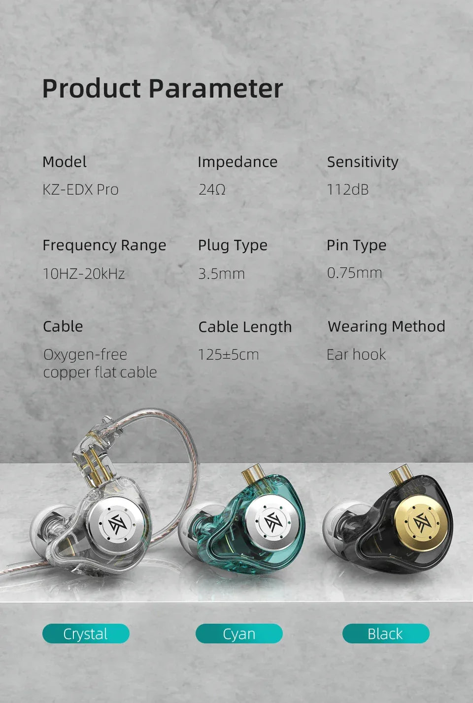 KZ EDX Pro In-Ear Monitor Headphones with Mic by Tidesmit Tidesmit