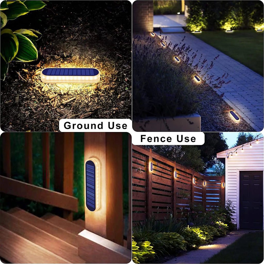 5 Years Lifespan 4 Pack Solar Deck Lights IP68 Waterproof Auto On/Off 5-Ton Anti-Pressure LED Step Lights for Garden Yard solar Path lighting