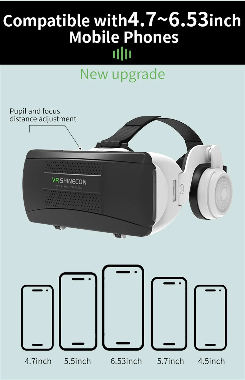 VR Headset for Smartphones - G06EB Immersive 3D Smart Glasses Tidesmit