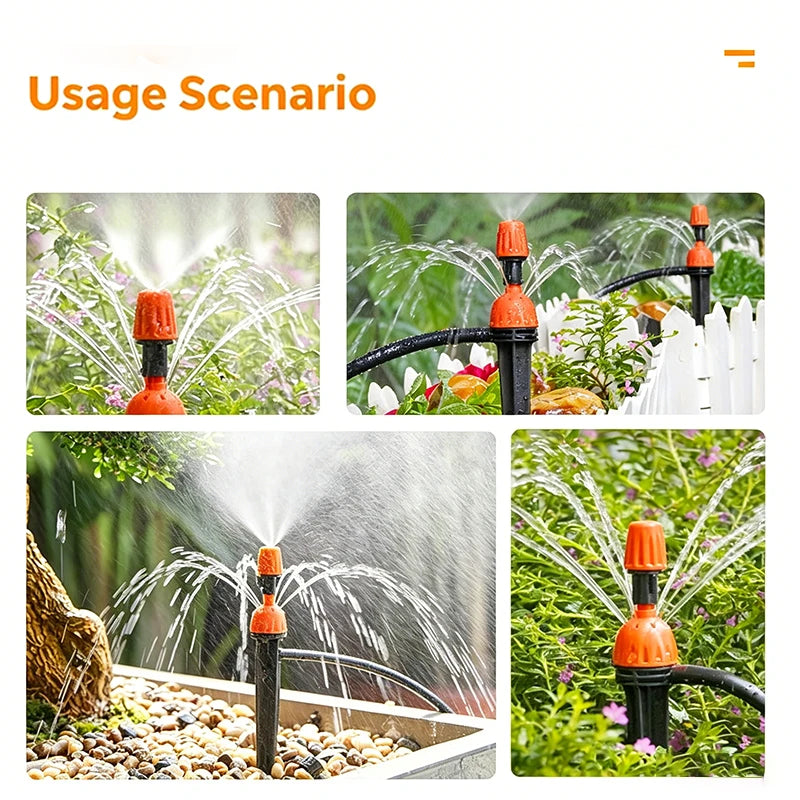 360° Adjustable 2-in-1 Drip Spray Stake Emitter Shutoff Mist Nozzle Garden Micro Irrigation Water Stake for Pots Lawn Greenhouse