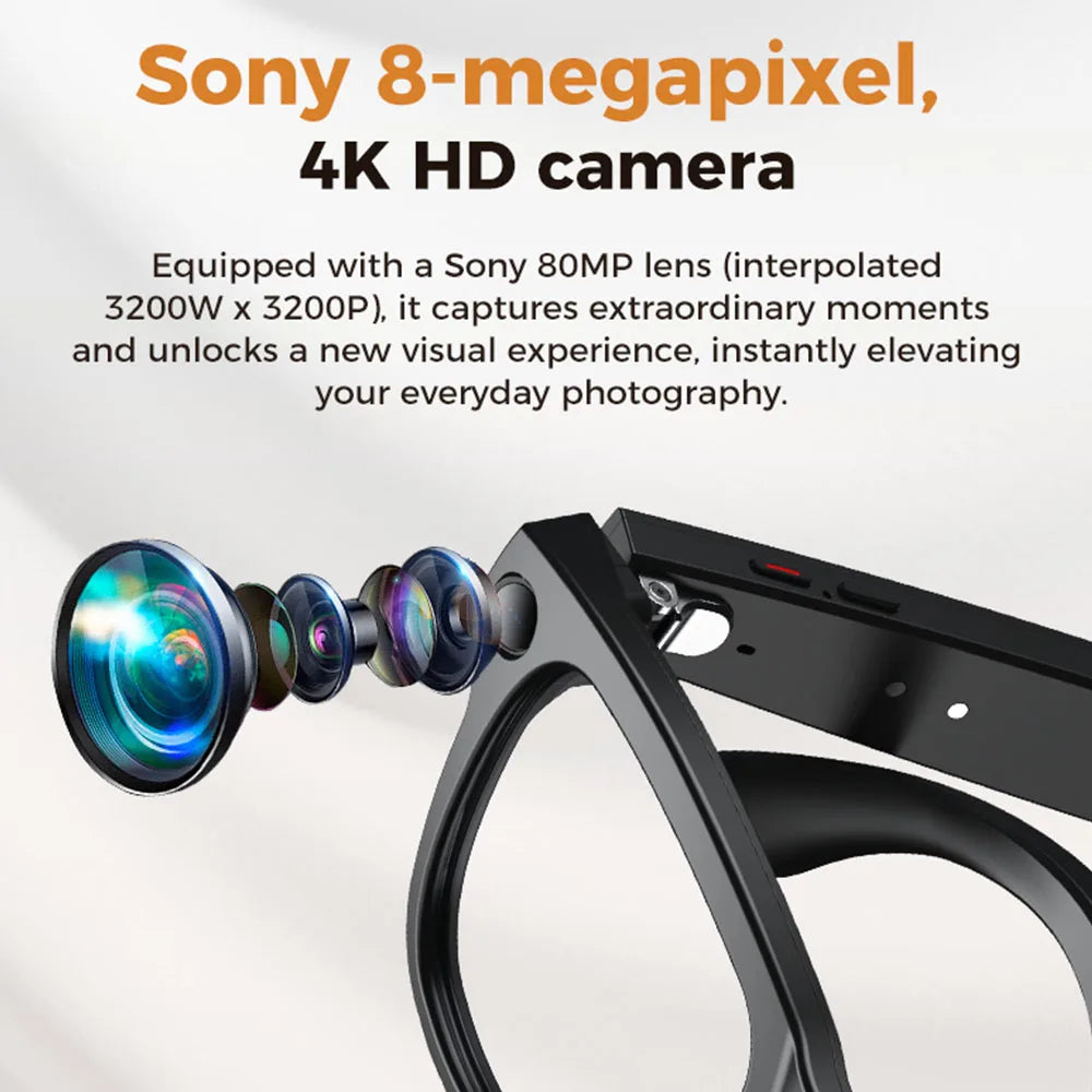Smart Camera Glasses 4K HD Video Recorder with Integrated Voice Assistant Tidesmit