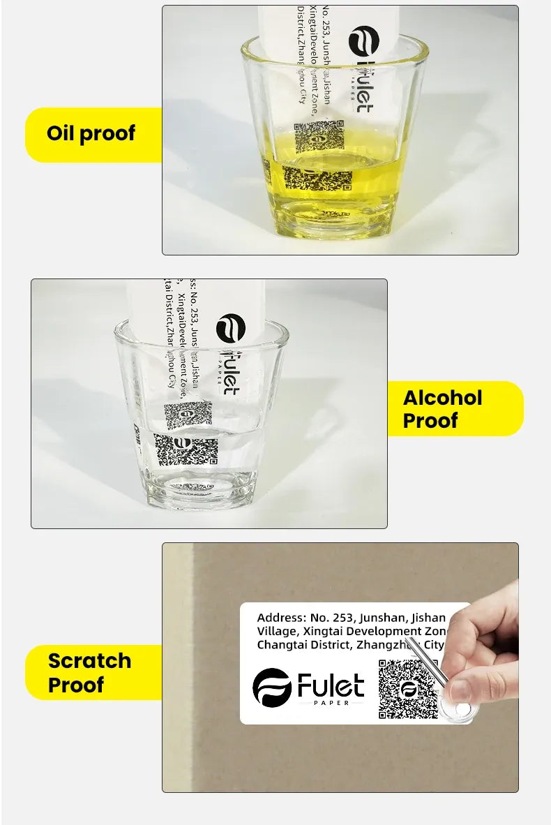 Barcode label samples with oil-proof, alcohol-proof, and scratch-proof durability