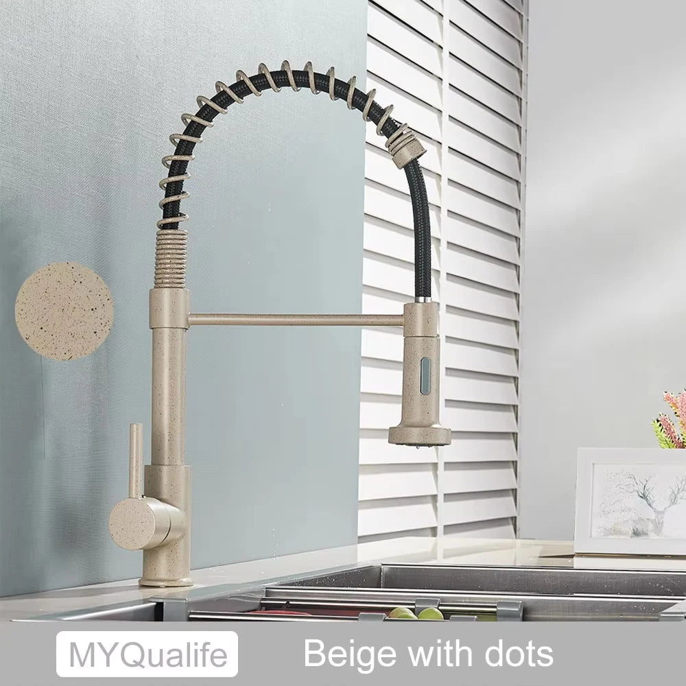 Kitchen Sink Faucet Single Hanlde Single Hole 2 Ways Sprayer Hot and Cold Water Tap Deck Mounted Bathroom Kitchen Crane