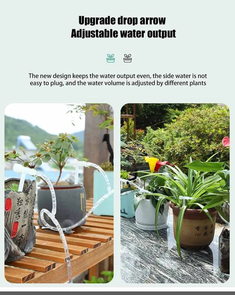 Drip irrigation water outlet tubes with adjustable flow for solar controller system