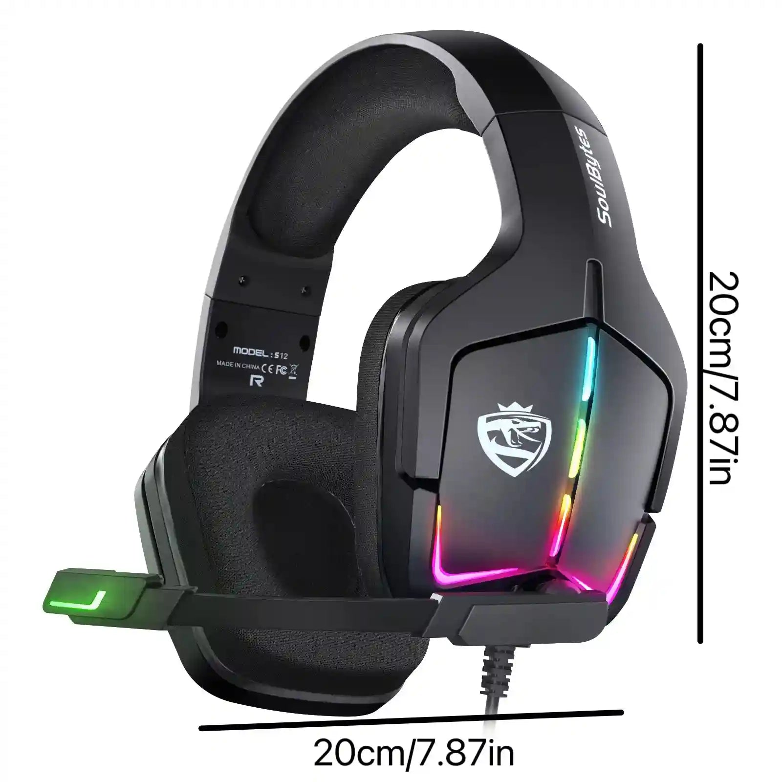 Wired Gaming Headphones with Mic - Surround Sound Over-Ear Black Tidesmit