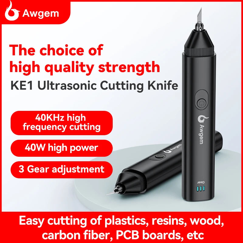 Awgem KE1 Handheld Ultrasonic Cutter Ultrasonic Cutting Knife DIY Electric Carving Tool for Plastic/Resin/3D Printing/Textile
