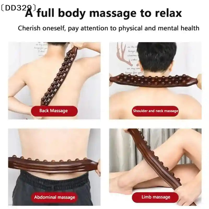 Massage Roller Stick for Back Pain Relief - 37 Beads Wood Tool Massage Roller Tidesmit